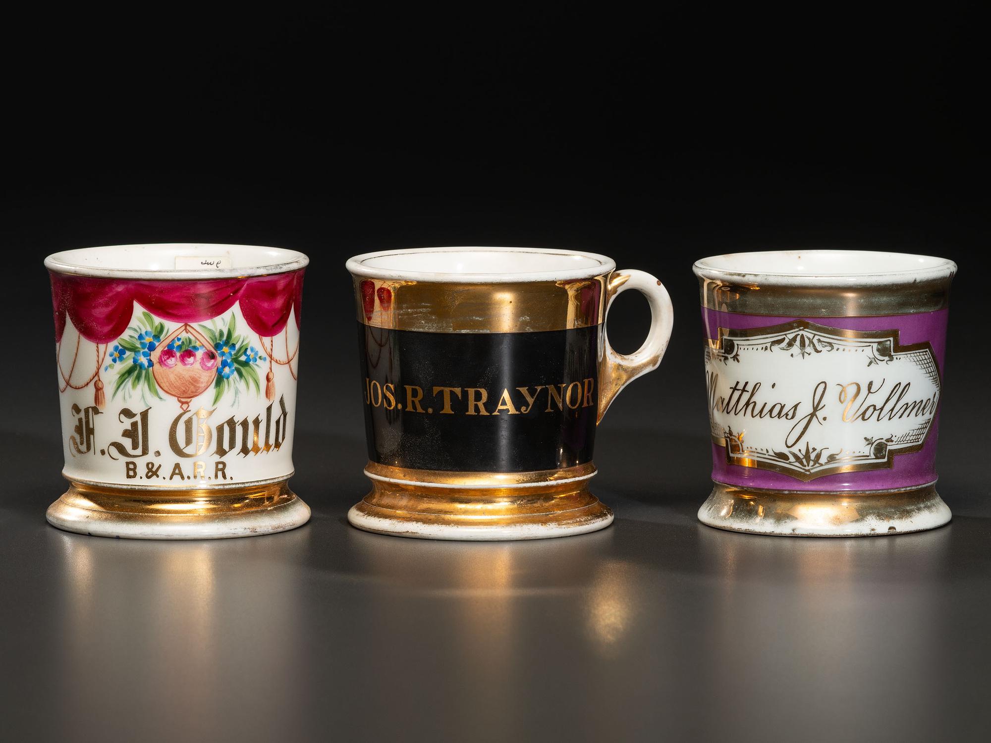 Three Porcelain Shaving Mugs