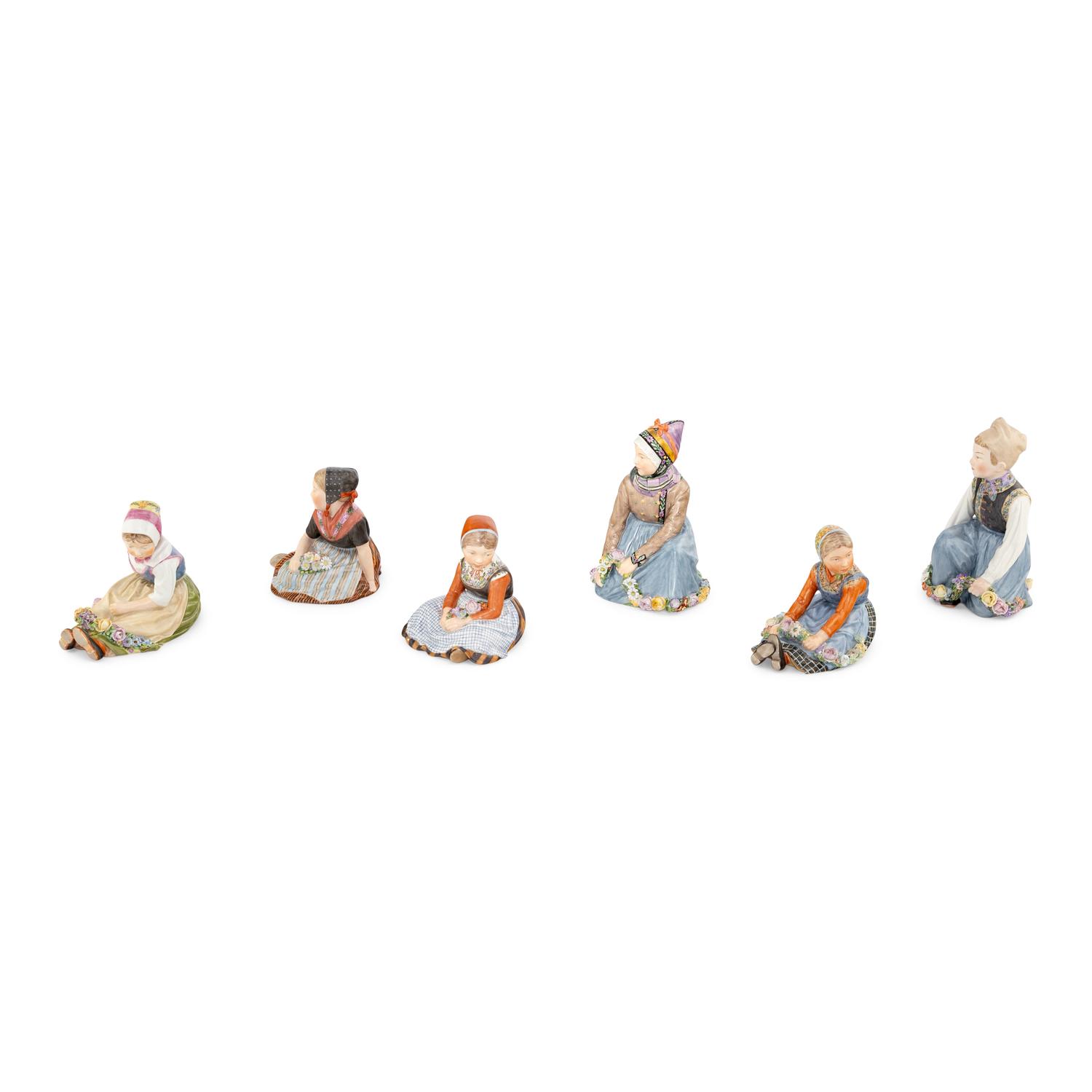 A Group of Six Royal Copenhagen Children of the Provinces Porcelain Figures