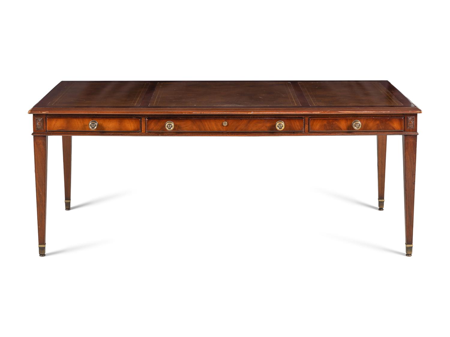 A George III Style Leather-Inset Mahogany Desk