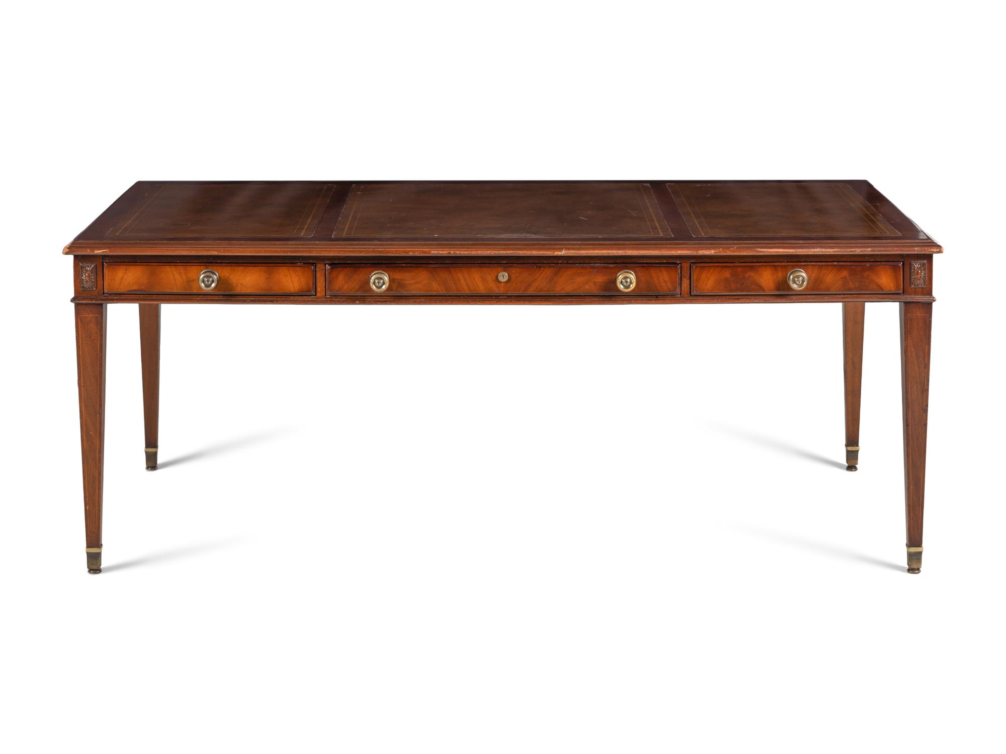 A George III Style Leather-Inset Mahogany Desk