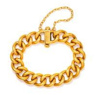 A 22 Karat Yellow Gold Curb Link Bracelet, 106.30 dwts.