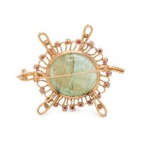 GEMSTONE AND DIAMOND TURTLE BROOCH