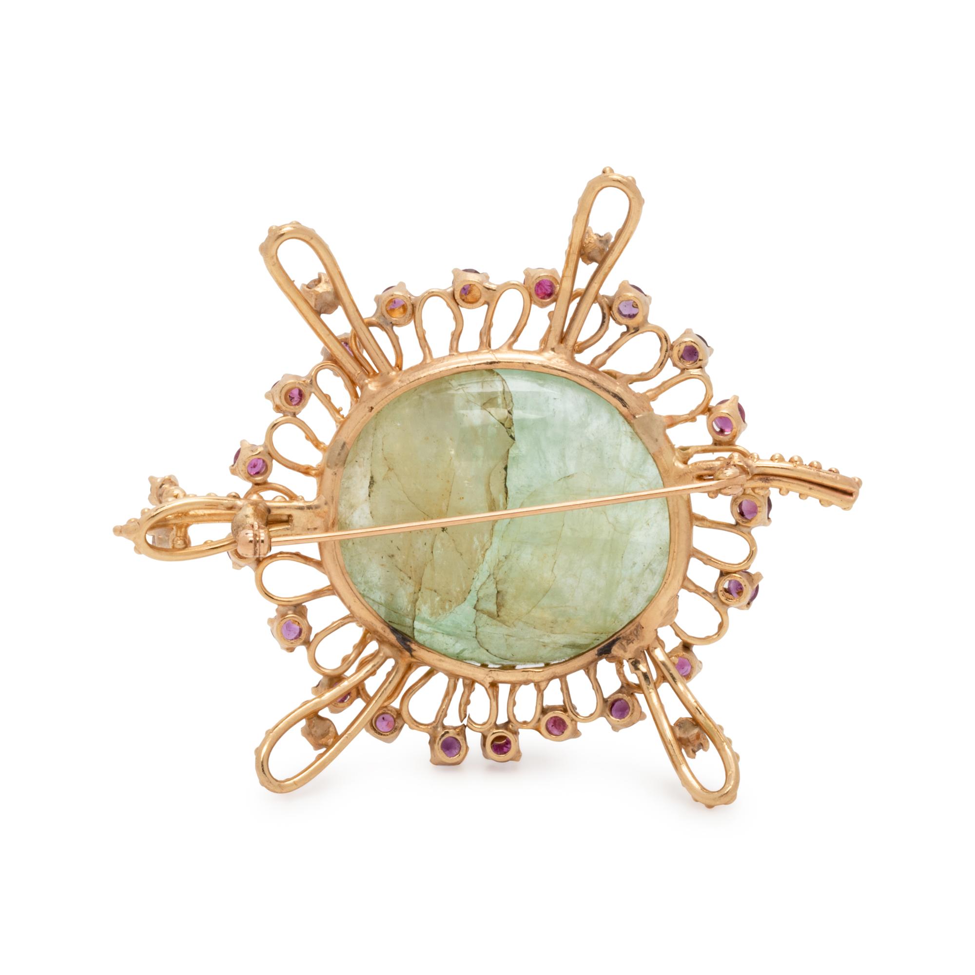 GEMSTONE AND DIAMOND TURTLE BROOCH