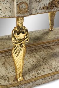 A Directoire Style Painted and Parcel-Gilt Granite-Top Console Table