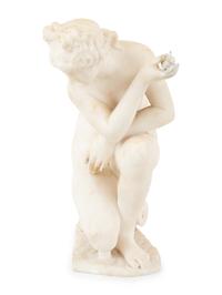 A Continental Alabaster Crouching Venus