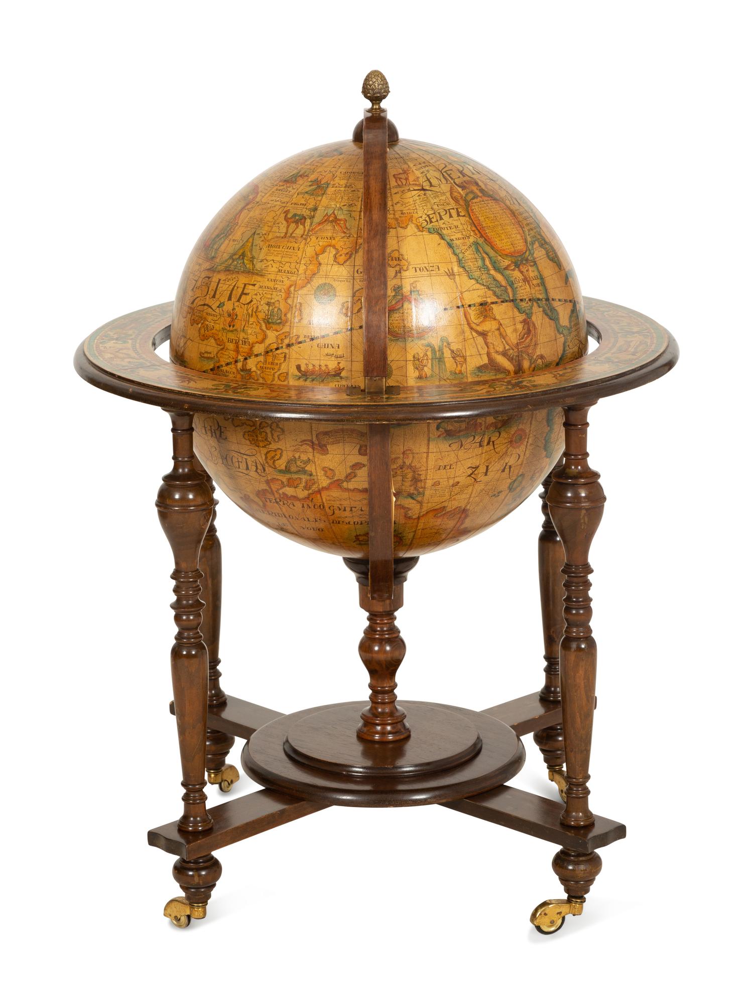 An Italian Library Globe-Form Bar Cabinet