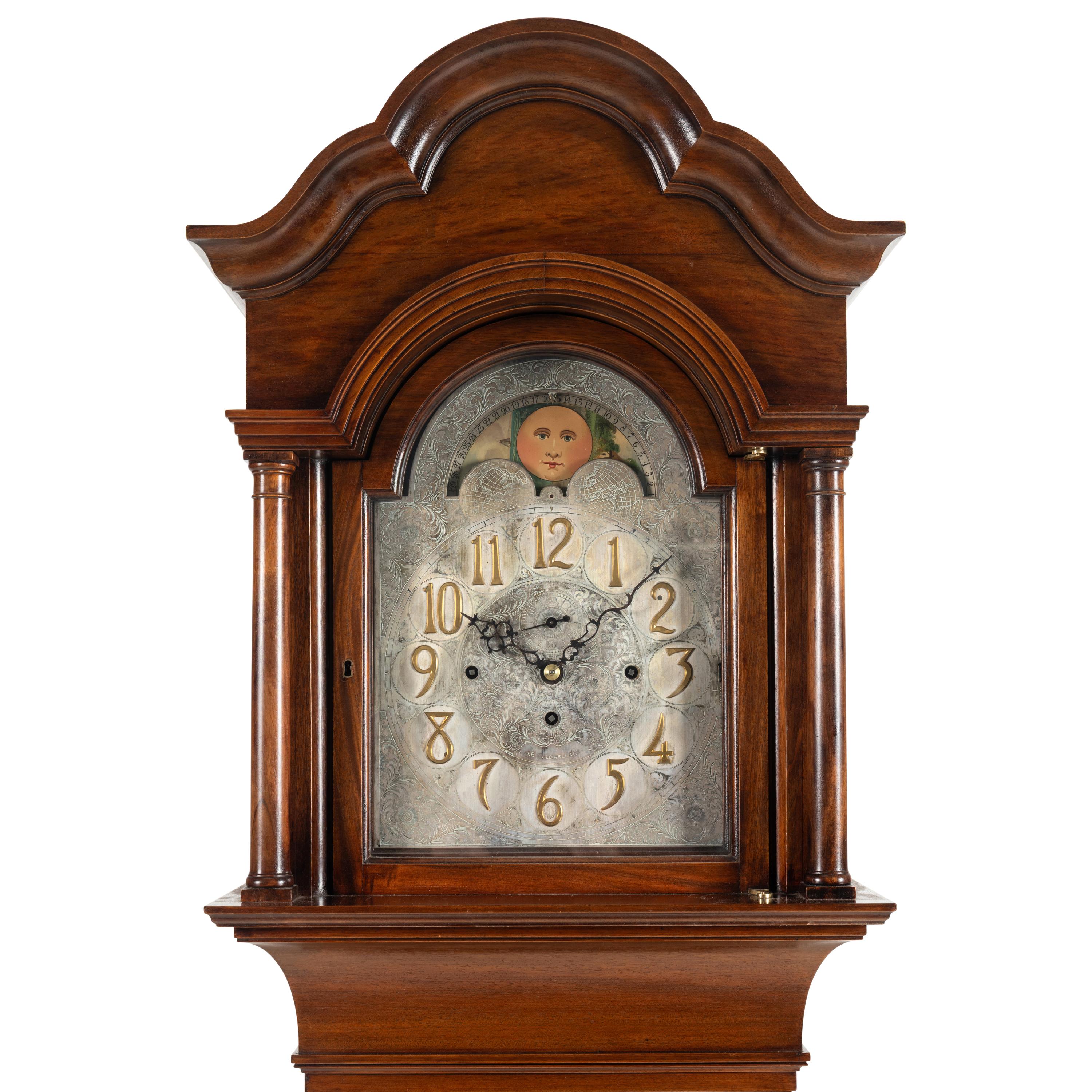 An American Mahogany Tube-Striking Longcase Clock