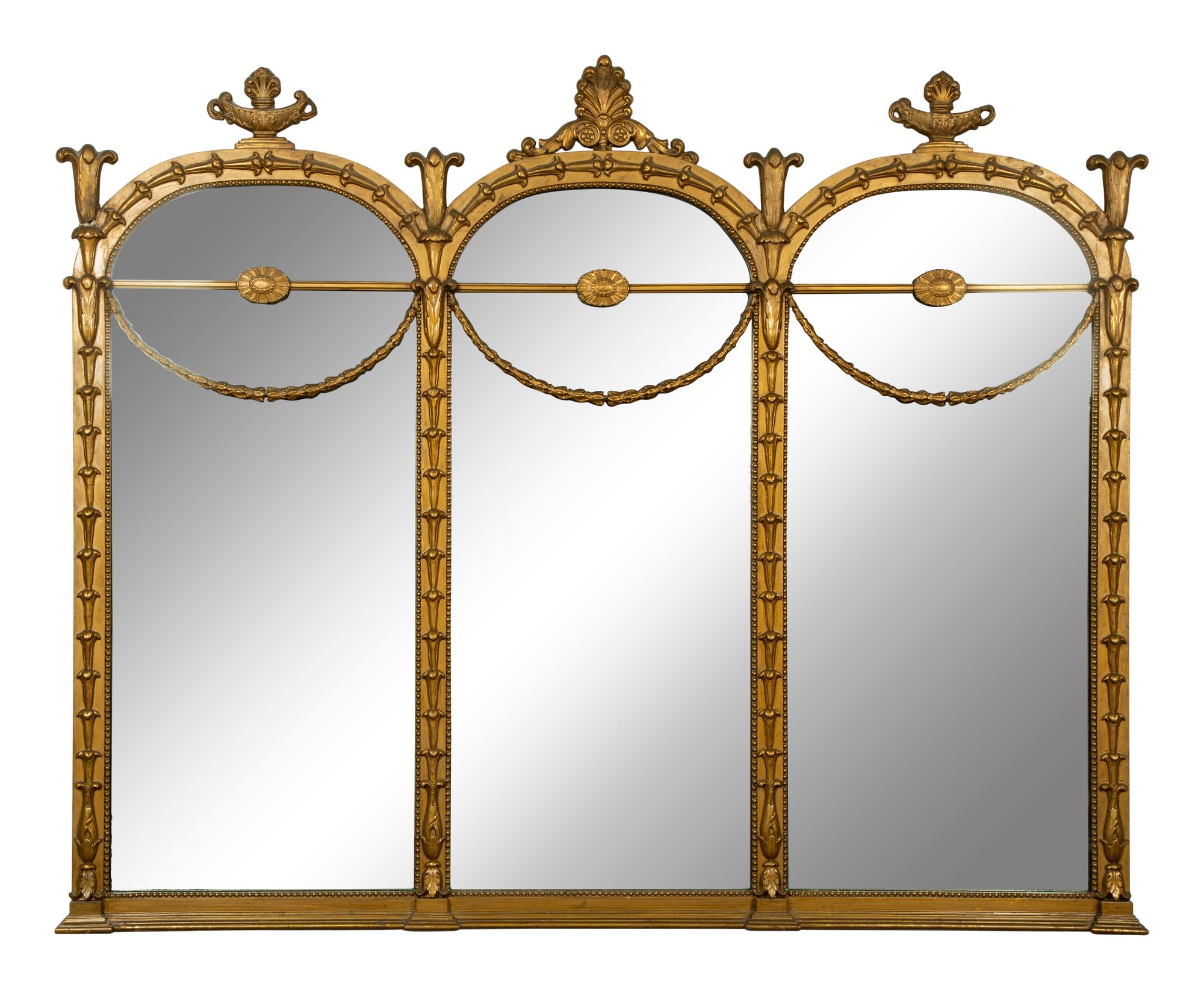 A Louis XVI Style Giltwood Overmantle Mirror — 19TH CENTURY