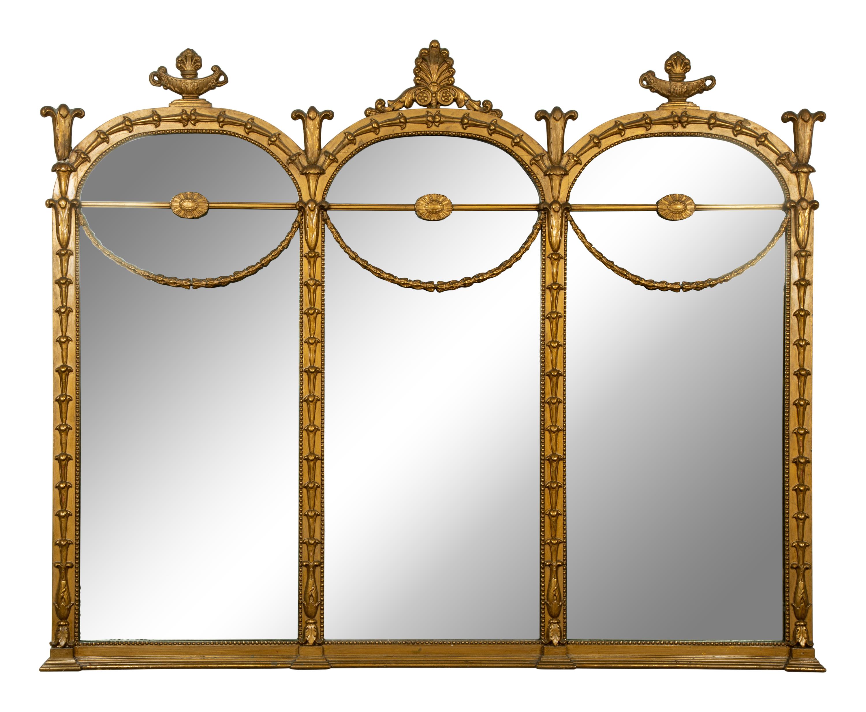 A Louis XVI Style Giltwood Overmantle Mirror — 19TH CENTURY