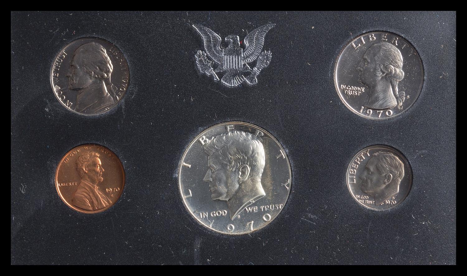 A Group of Three United States 1970 Five-Coin Proof Sets