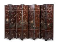 A Chinese Export Lacquer Eight-Panel Floor Screen