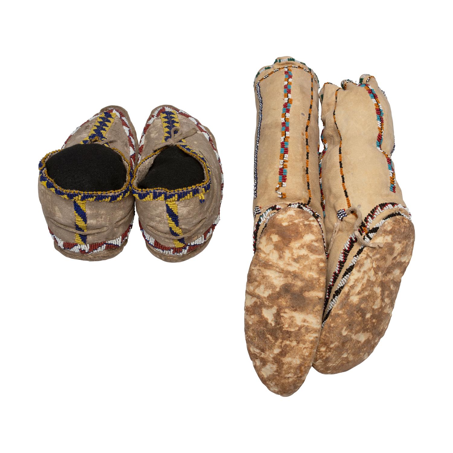 Apache Beaded Hide Moccasins