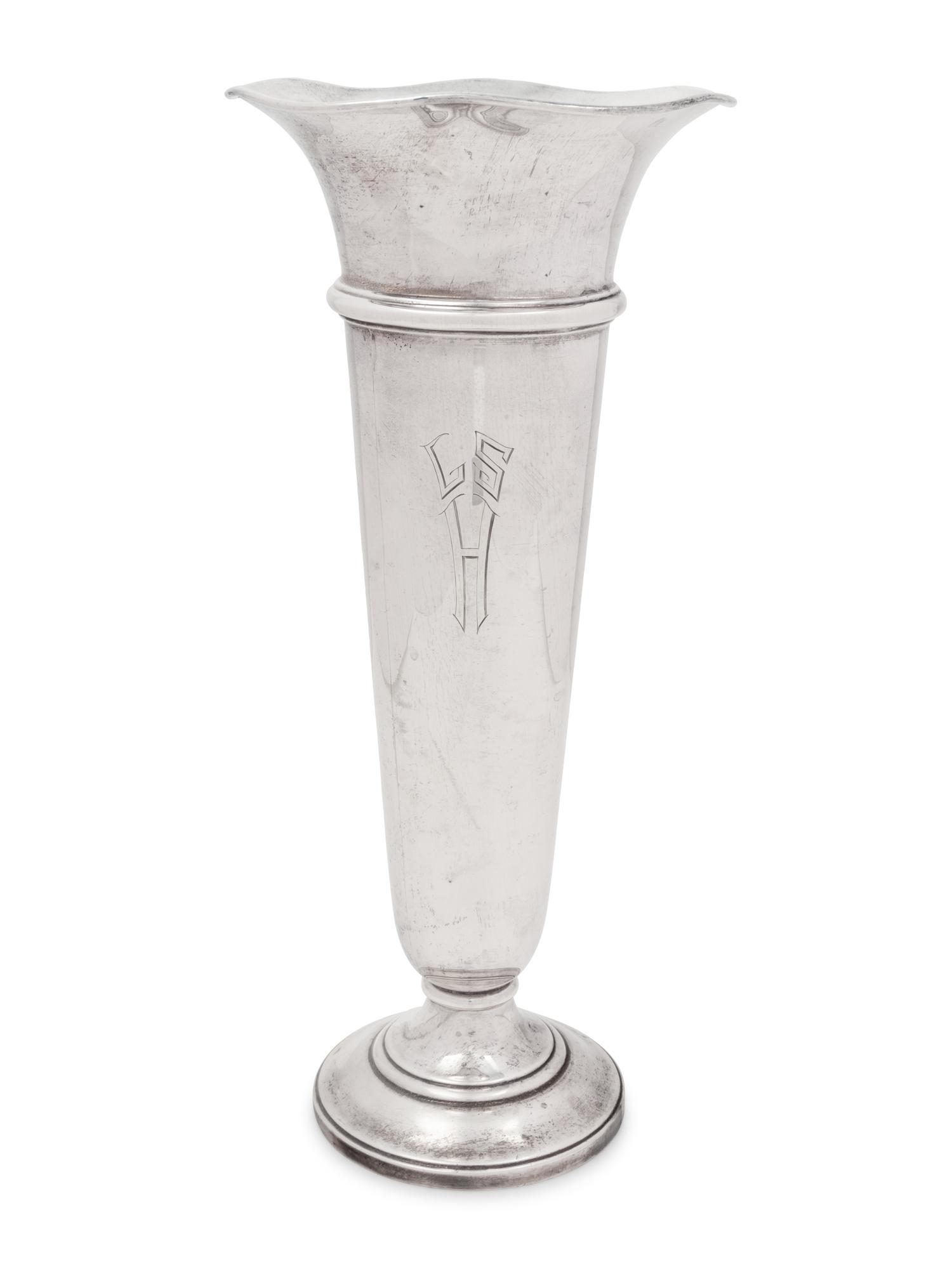An American Silver Trumpet Vase