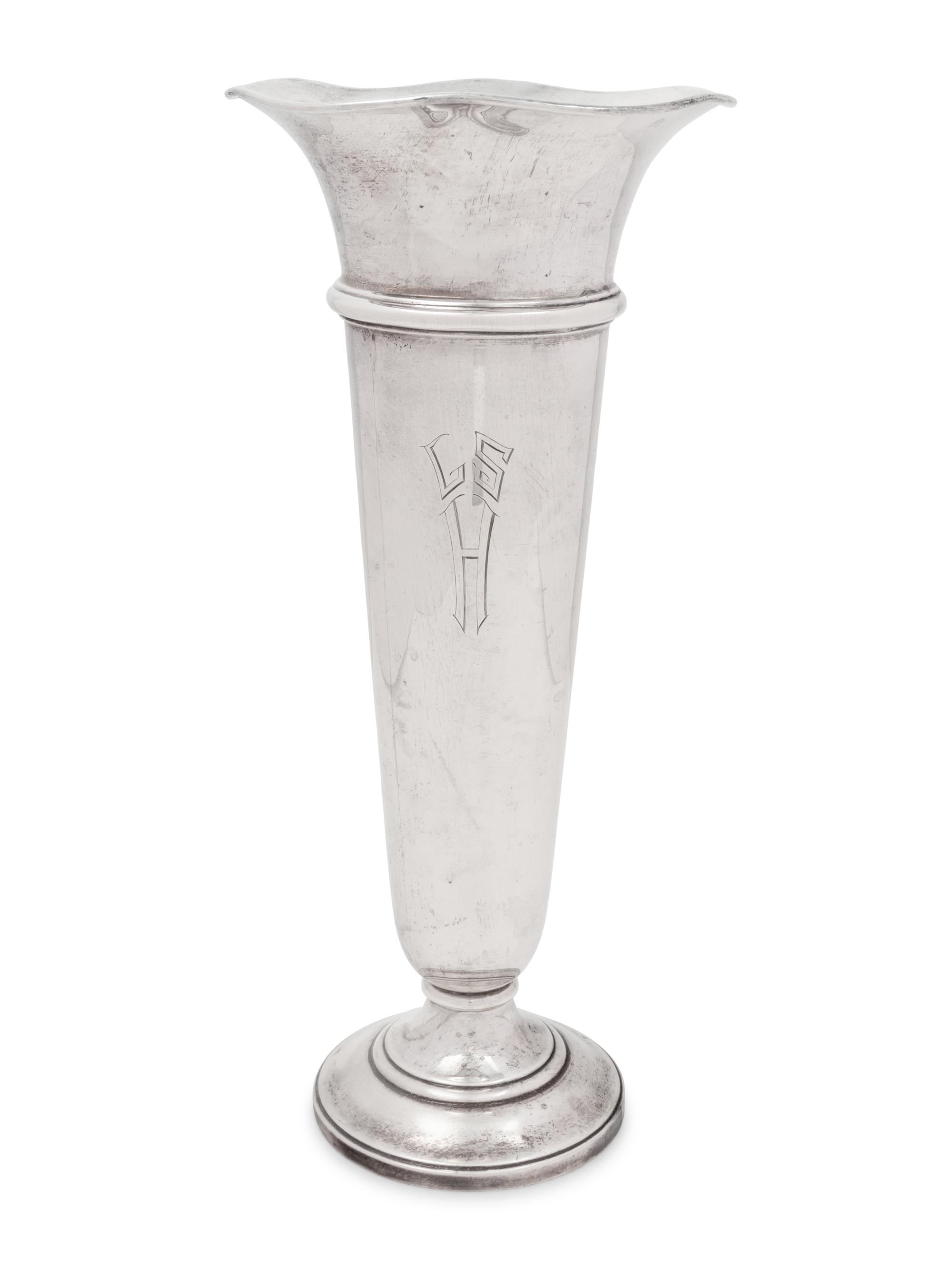An American Silver Trumpet Vase