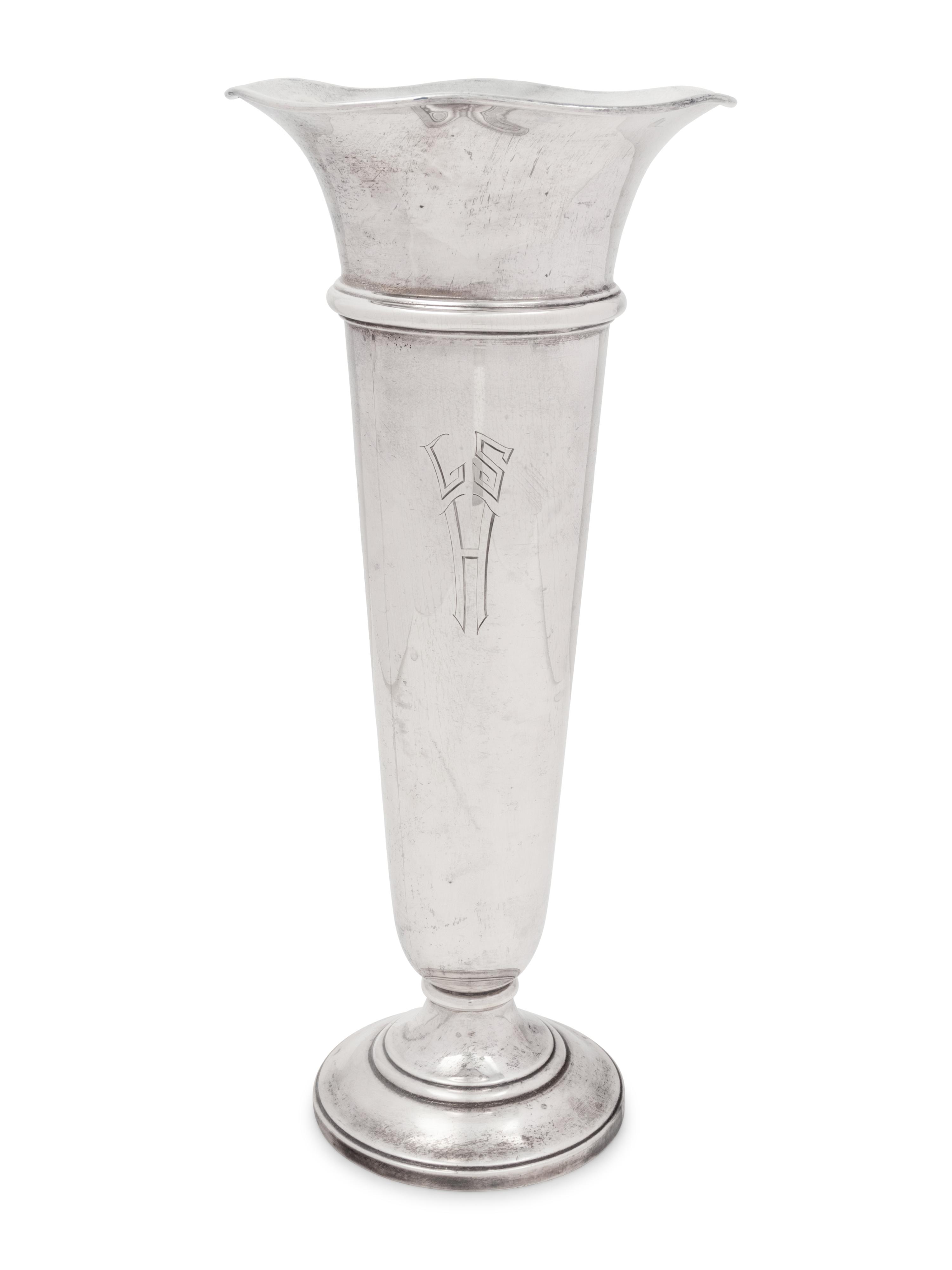 An American Silver Trumpet Vase