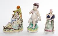 Three Staffordshire Pottery Figures Height of tallest 9 3/4 inches. — 19TH CENTURY