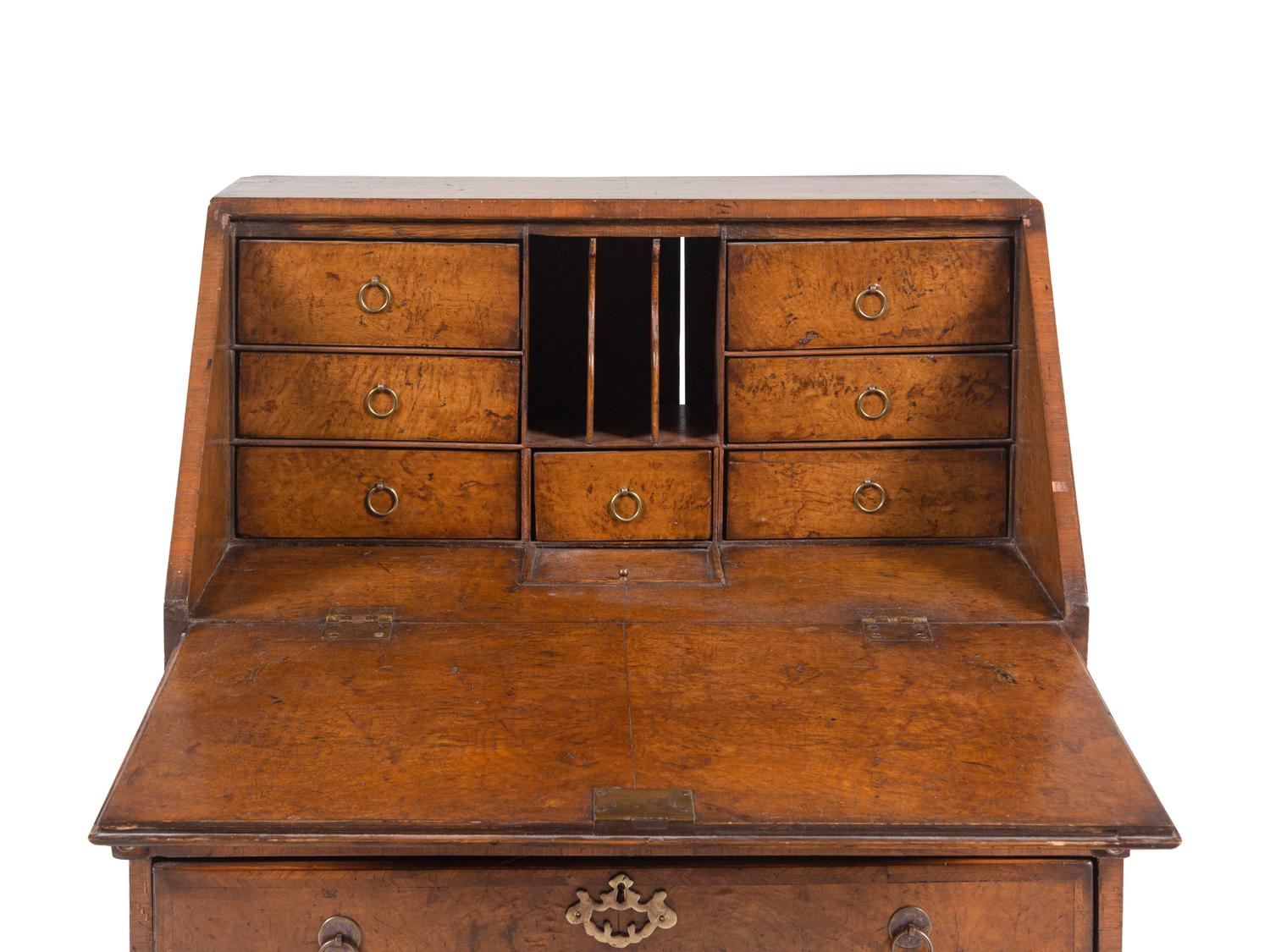 A George II Burl Walnut Slant-Front Desk