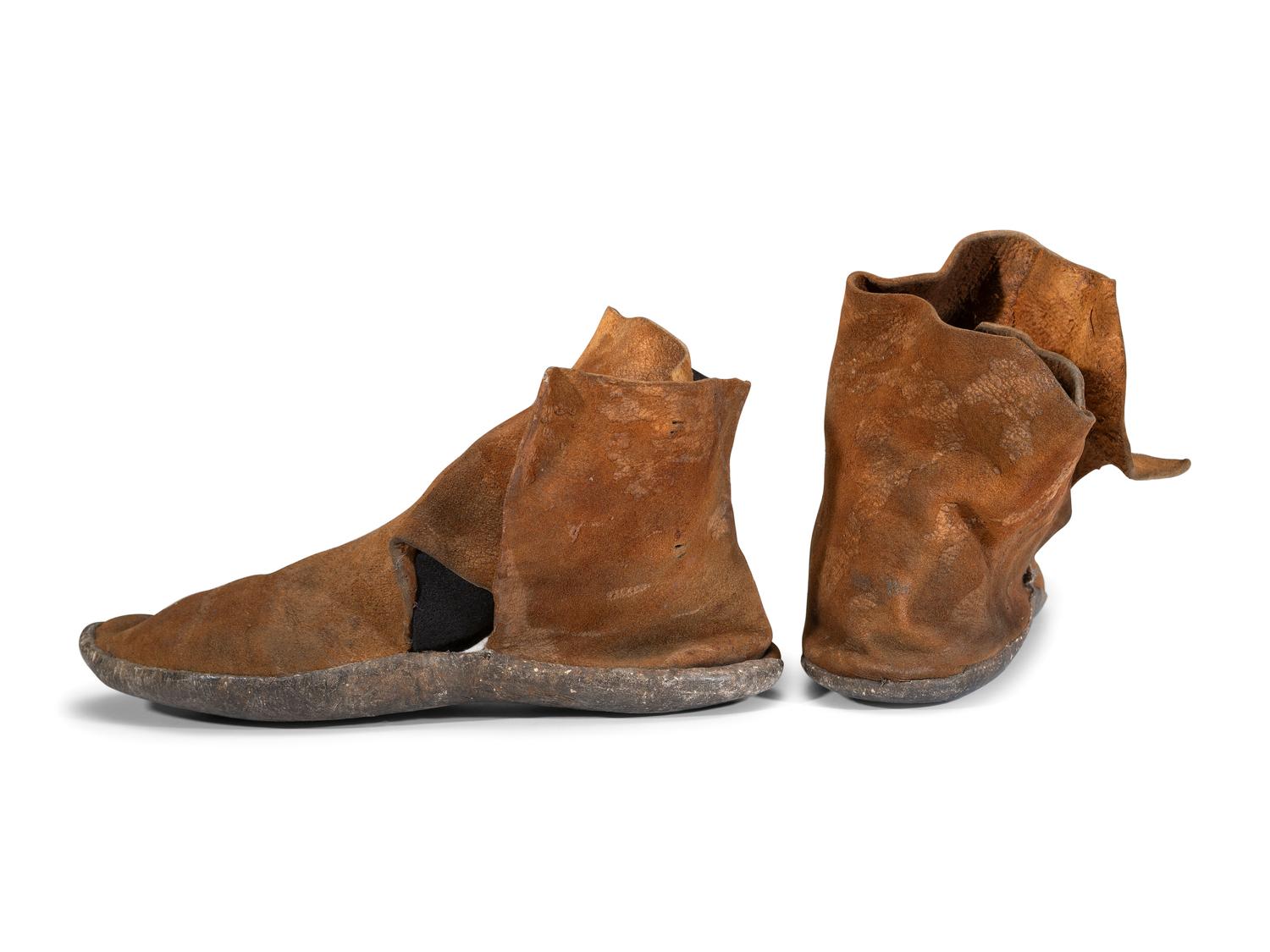 Navajo Buffalo Hide Moccasins, Collected by Hoffman Birney (1891-1958)