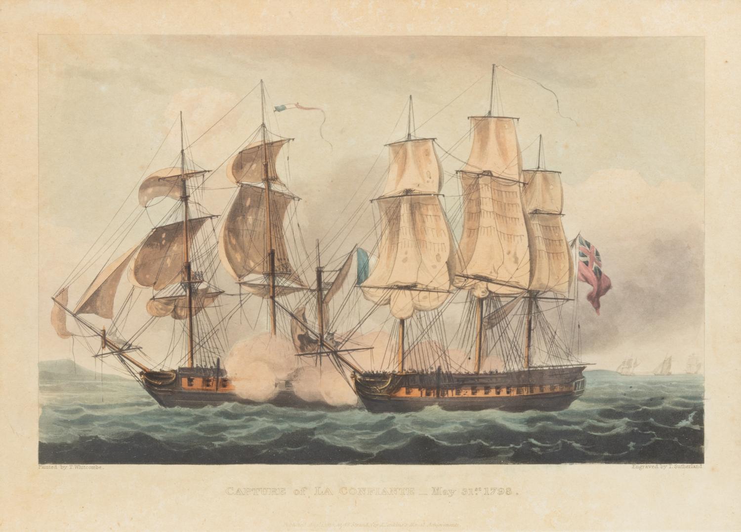 A Set of Twenty-One English Hand-Colored Maritime Engravings