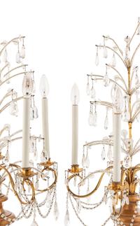 A Pair of Large Italian Giltwood Five-Light Girandoles