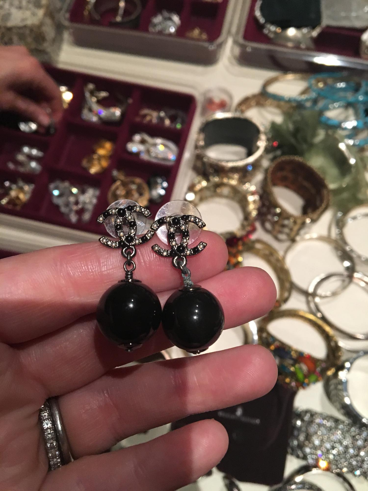 Chanel CC Logo and Black Bead Earrings, 2013