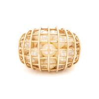 LEVITAN, YELLOW GOLD AND CULTURED PEARL CAGE RING