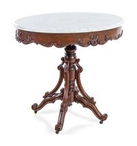 An Italian Walnut Marble-Top Side Table and a Victorian Walnut Marble-Top Side Table
