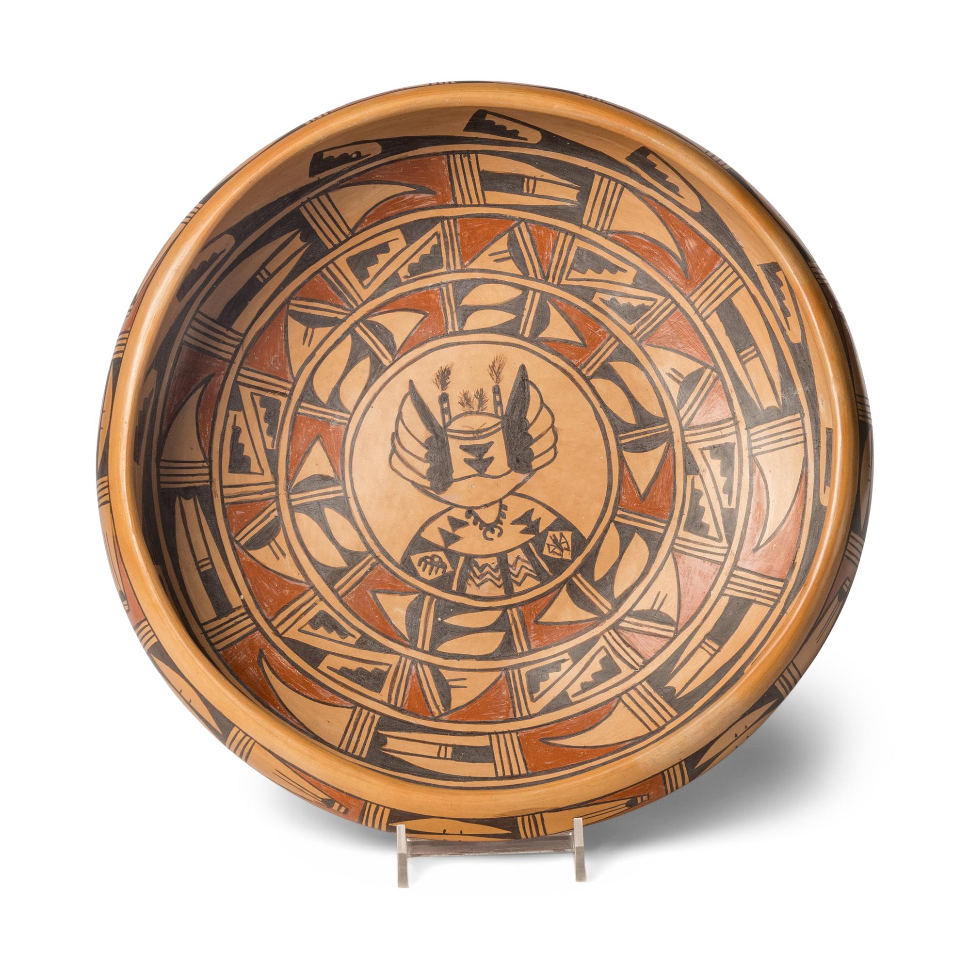 Marcella Kahe (Hopi-Tewa, 1916-2008) — Pottery Bowl, with Crow Mother