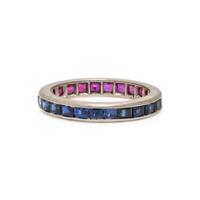 Ruby, Sapphire, and White Gold Eternity Band