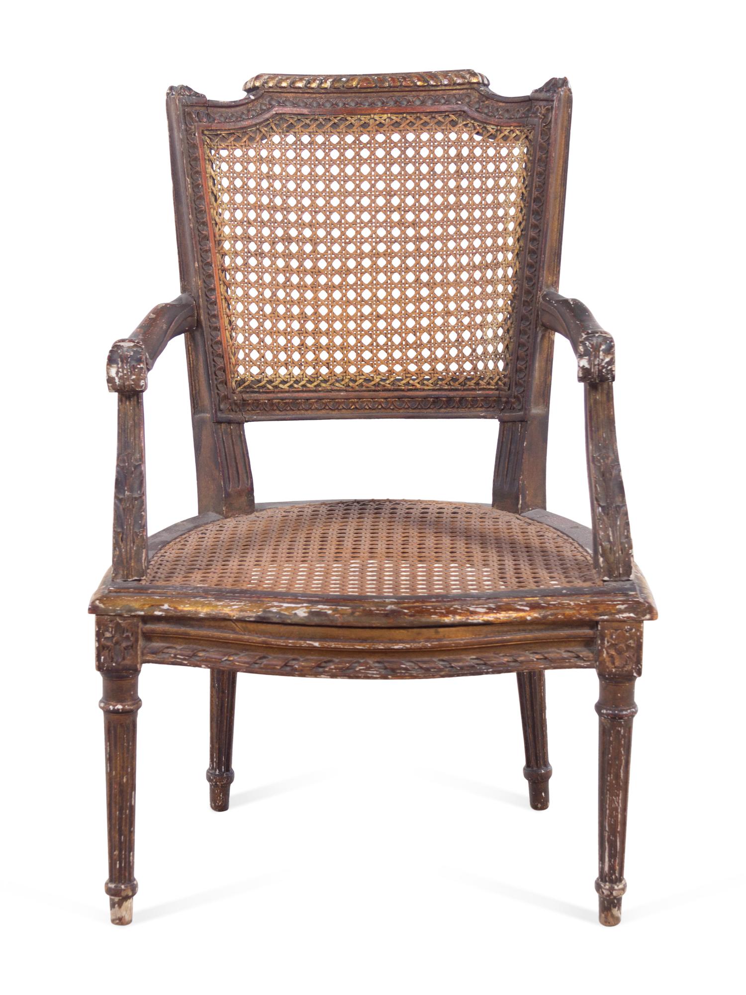A Louis XVI Style Giltwood Child's Armchair