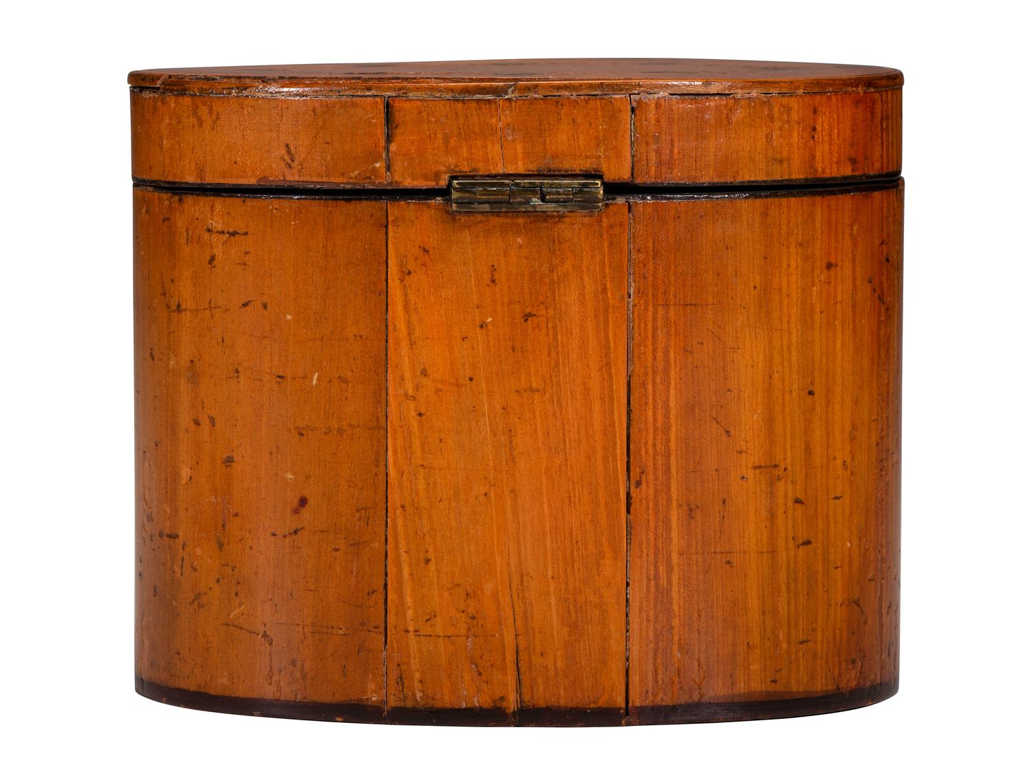 A George III Walnut and Penwork Tea Caddy