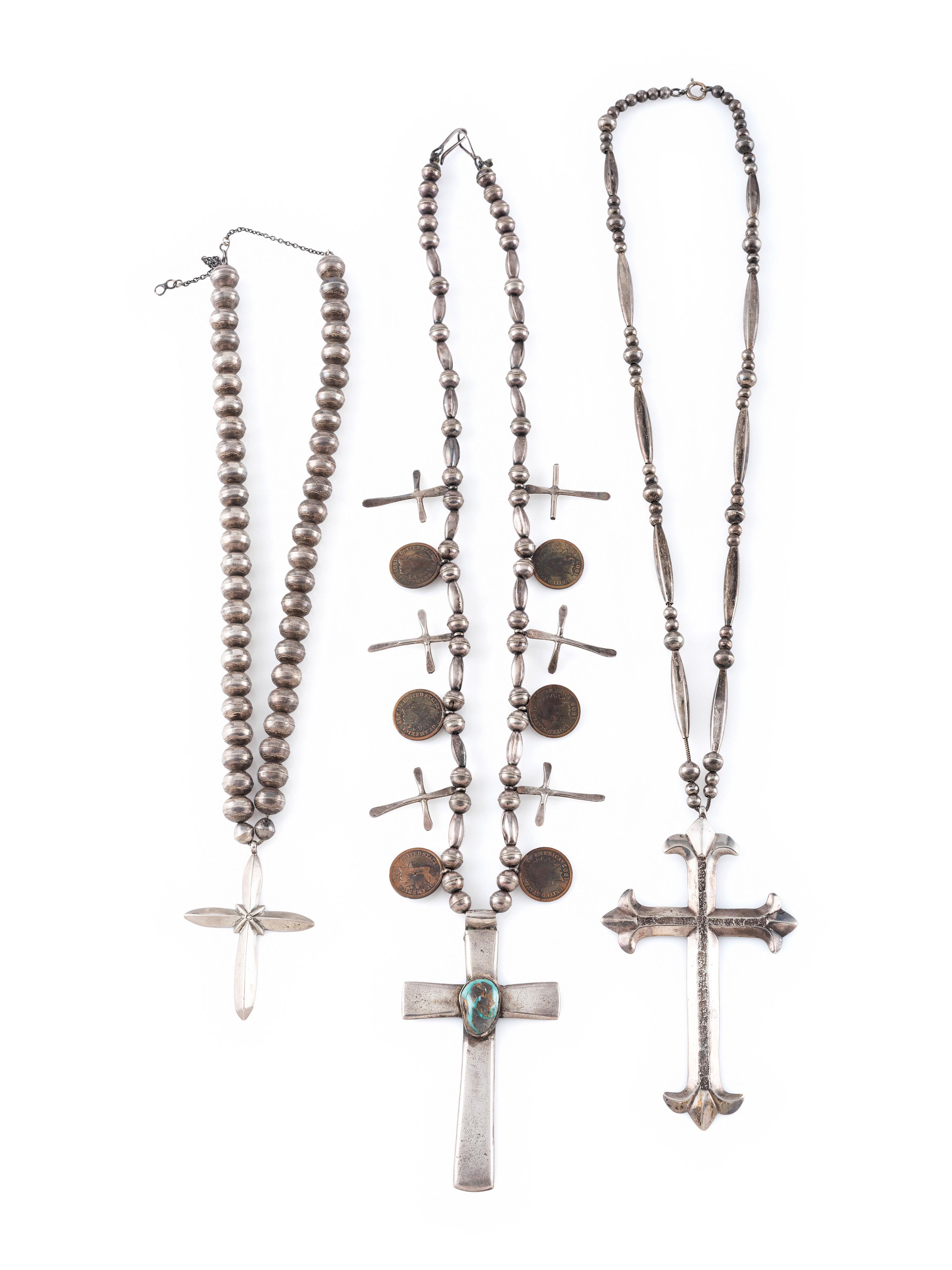 Southwestern Silver Cross Necklaces