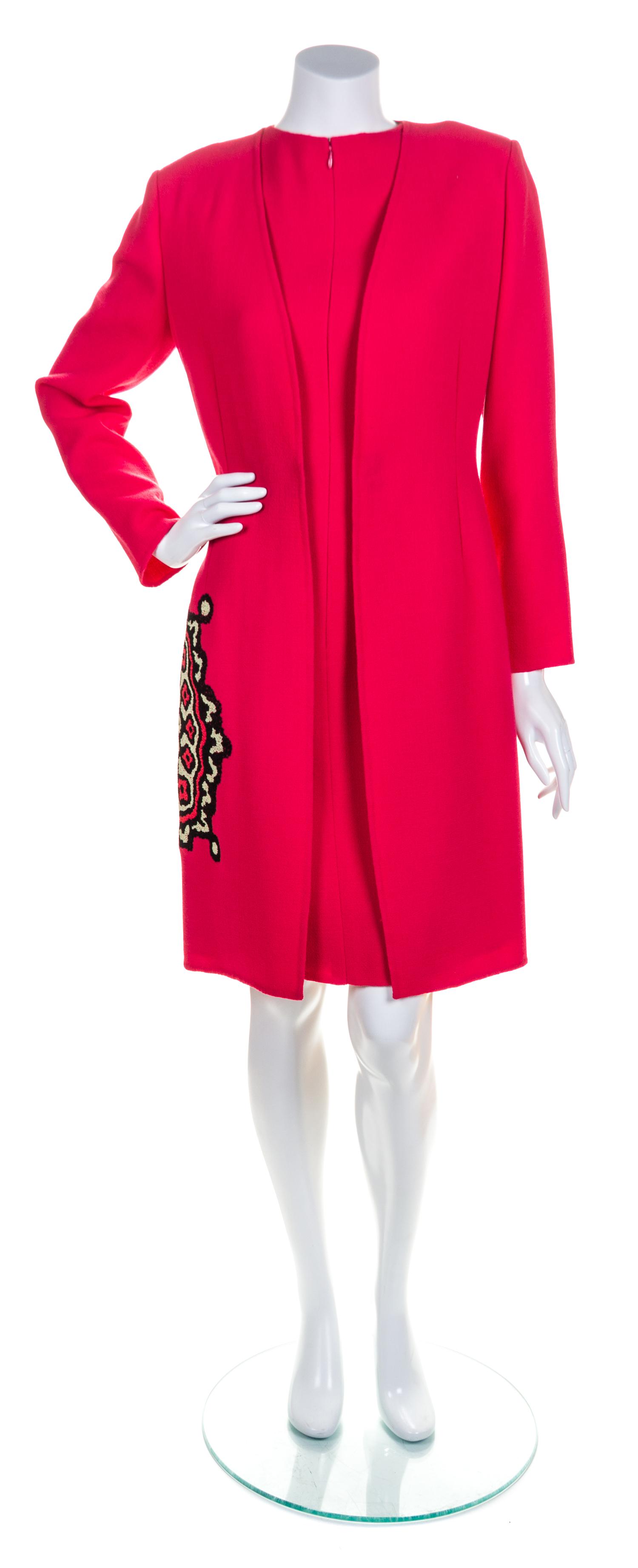 A Bill Blass Fuschia Dress Ensemble, Size 6.