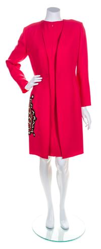 A Bill Blass Fuschia Dress Ensemble, Size 6.