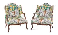 A Pair of Régence Style Walnut Bergères