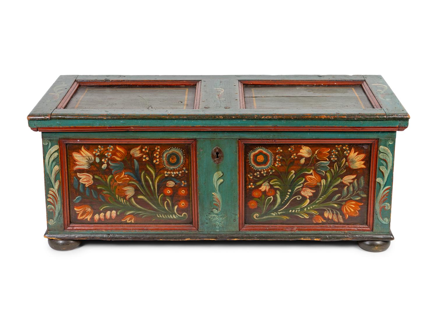 A Northern European Painted Chest — 19TH/20TH CENTURY