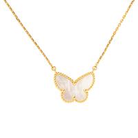 VAN CLEEF & ARPELS, YELLOW GOLD AND MOTHER-OF-PEARL 'LUCKY ALHAMBRA BUTTERFLY' NECKLACE