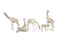 A Group of Five Patrick Mavros Silver Giraffes