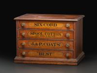 A J & P Coats Four Drawer Oak Advertising Spool Cabinet