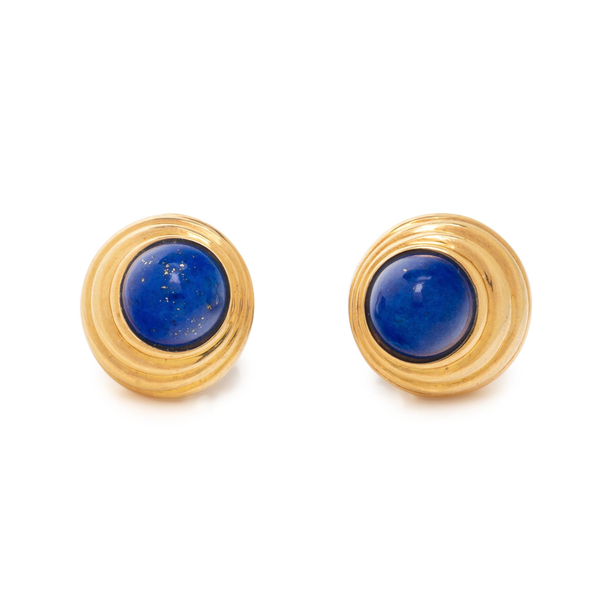 YELLOW GOLD AND LAPIS LAZULI EARCLIPS