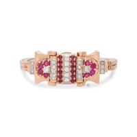 HAMILTON, RETRO, 14K ROSE GOLD, RUBY AND DIAMOND SURPRISE WRISTWATCH