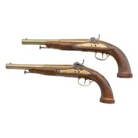Pair of Percussion Altered Brass Barrel Pistols by Parr