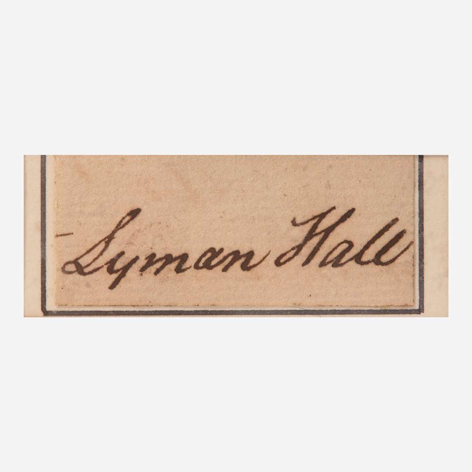 [Declaration of Independence] [Georgia] Hall, Lyman Cut Signature