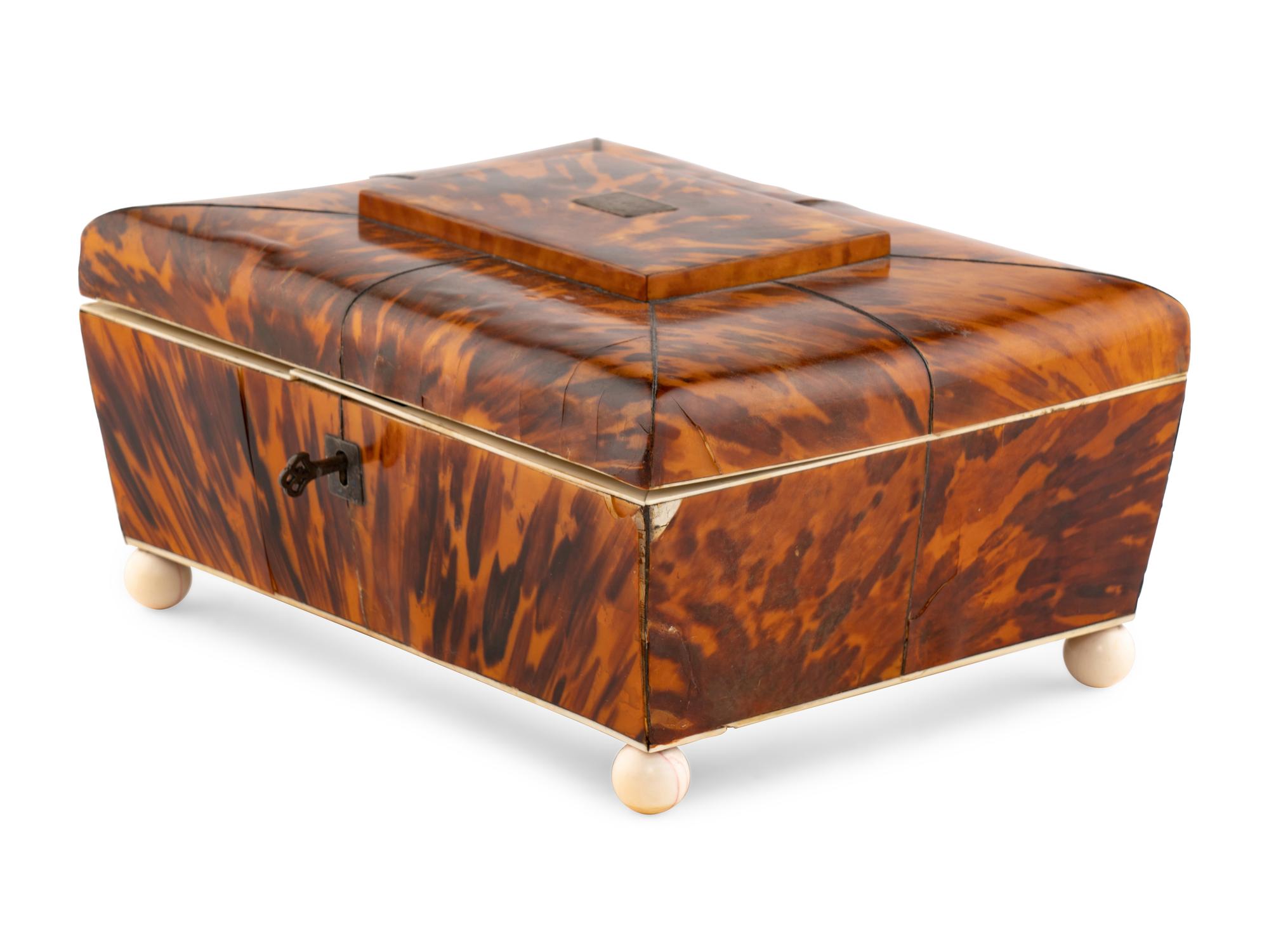 A Regency Tortoise Shell Jewelry Box