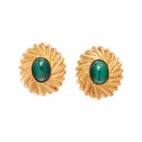TIFFANY & CO., SCHLUMBERGER, YELLOW GOLD AND MALACHITE CLIP EARRINGS
