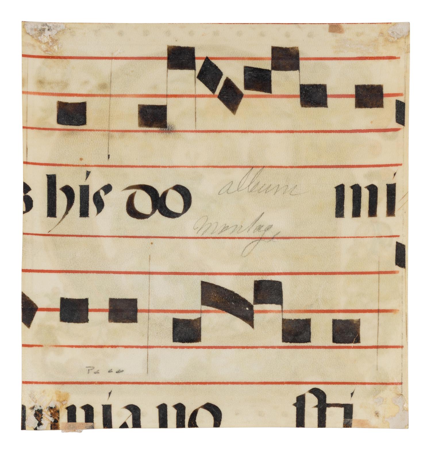 ANONYMOUS SPANISH ILLUMINATOR Cutting from a Gradual or Antiphonal with illuminated initial ‘P’ with putto holding Keys of Saint Peter, in Latin, illuminated manuscript on parchment [Spain, Seville? c. 1600]