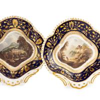 A Group of Bloor Derby Topographical Porcelain Dessert Service Articles