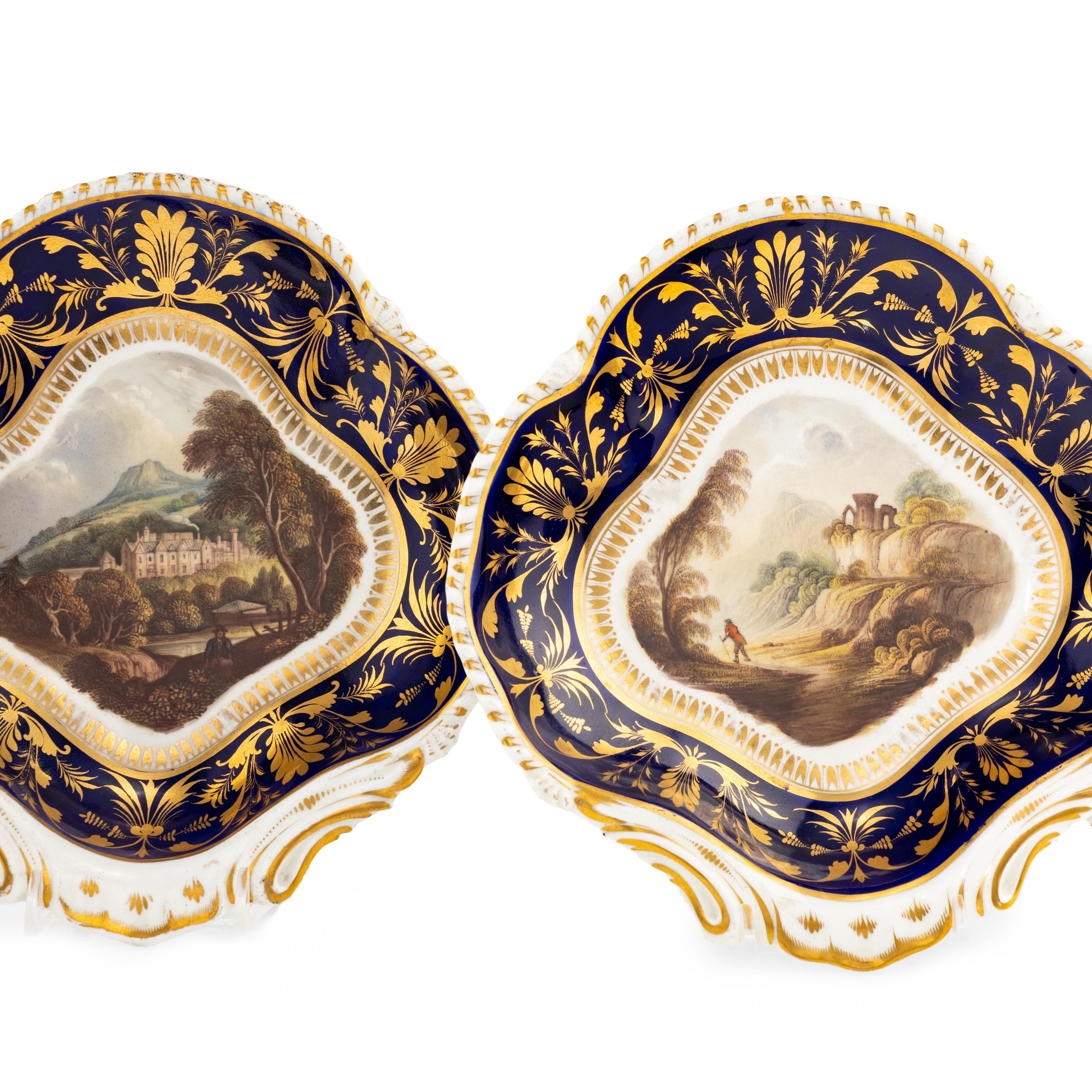 A Group of Bloor Derby Topographical Porcelain Dessert Service Articles