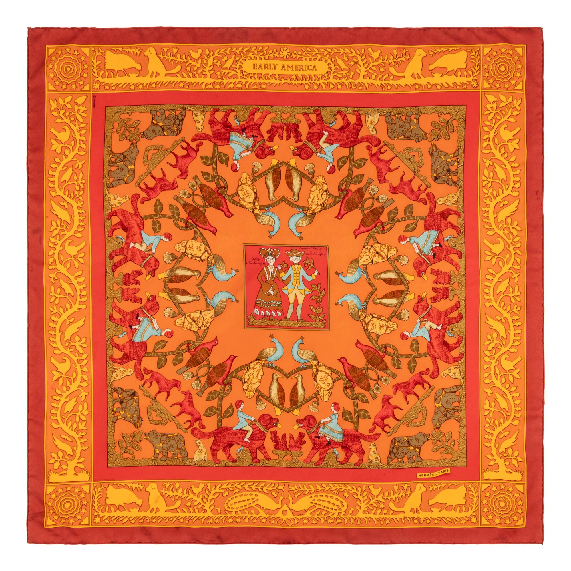 Hermès, Three Printed Silk Scarves