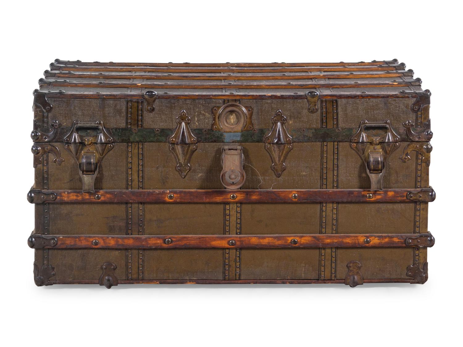 A Nailhead and Wood Mounted Steamer Trunk